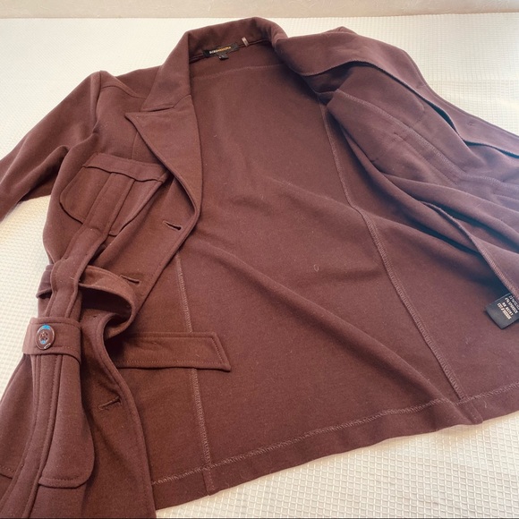 BCBGMAXAZRIA Retro Vibe Brown / Maroon Belted Jacket Size Large - Picture 12 of 16